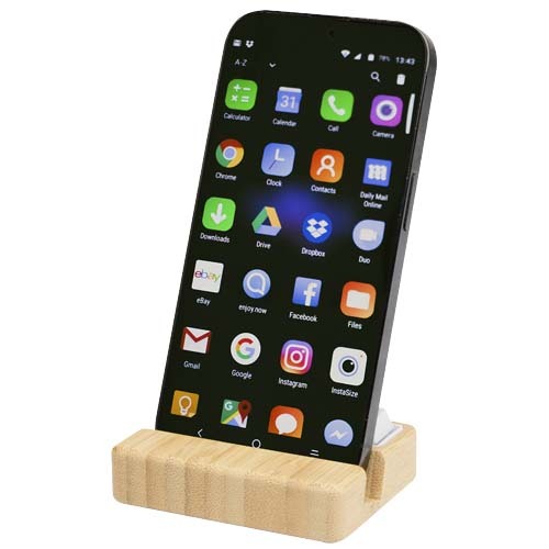 Supporto per telefono in plastica riciclata e giocattolo antistress con dettagli in bambù Algol - 124466