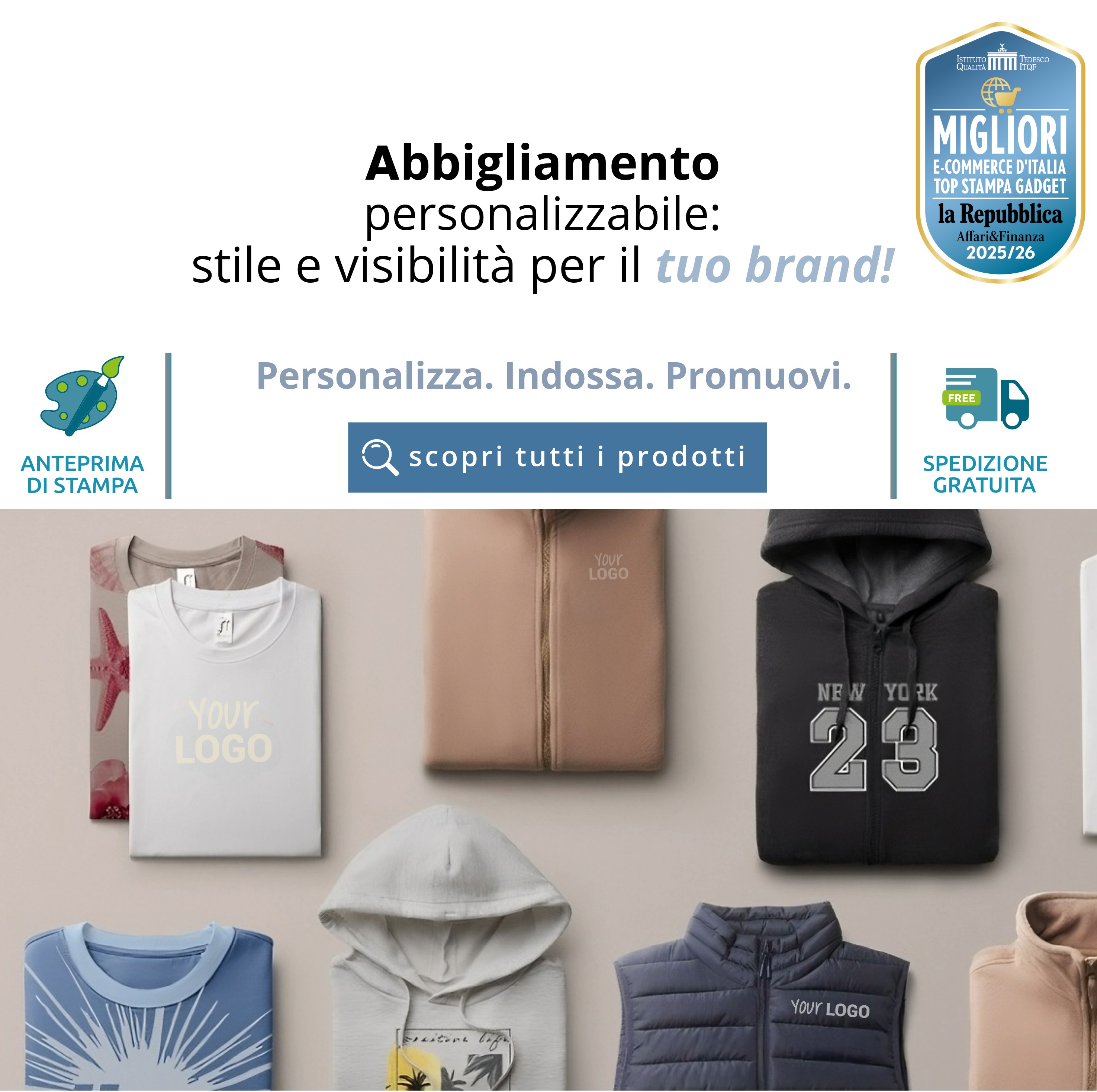 abbigliamento personalizzabile con il tuo logo