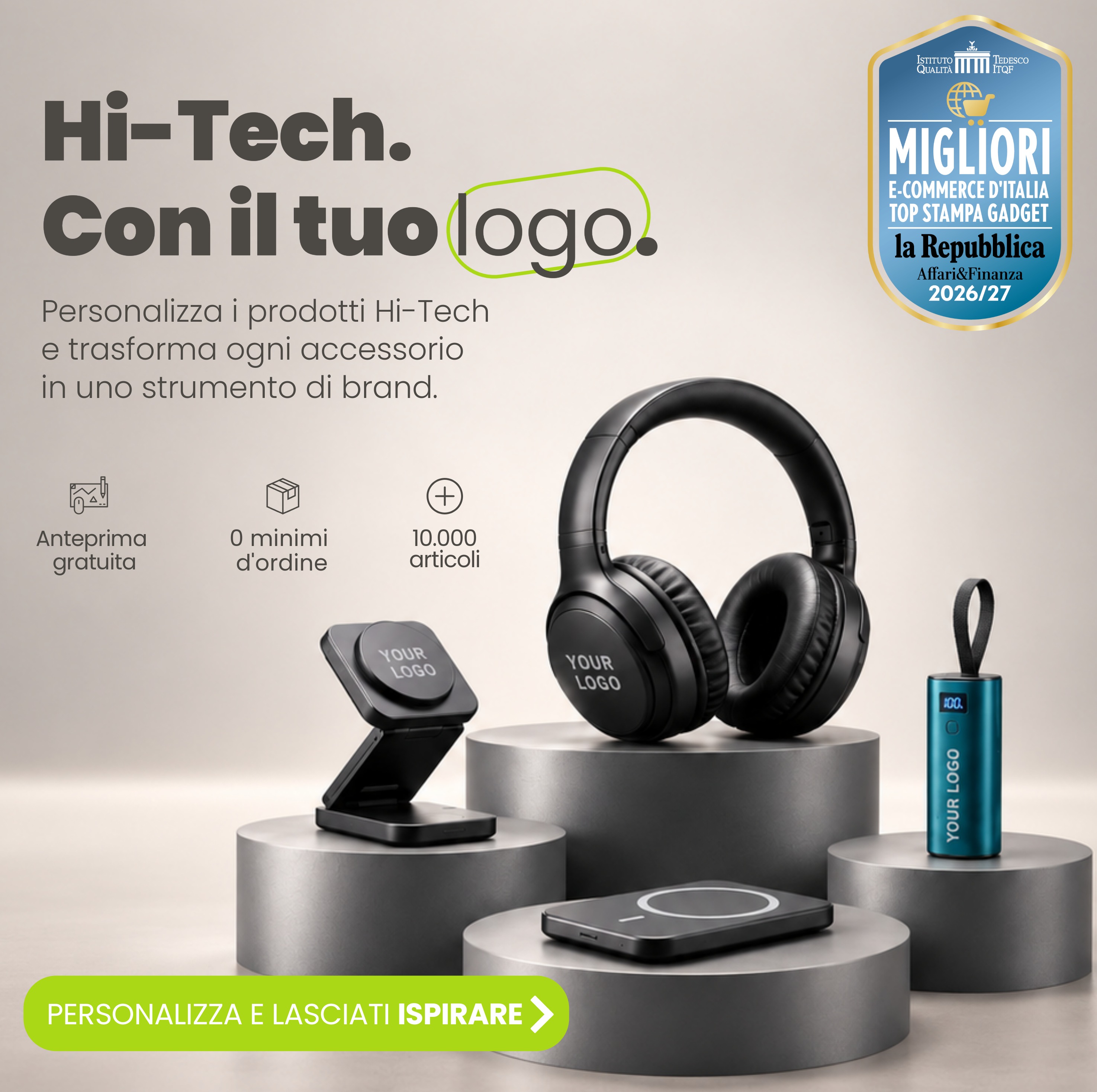 tecnologia personalizzabile con il tuo logo