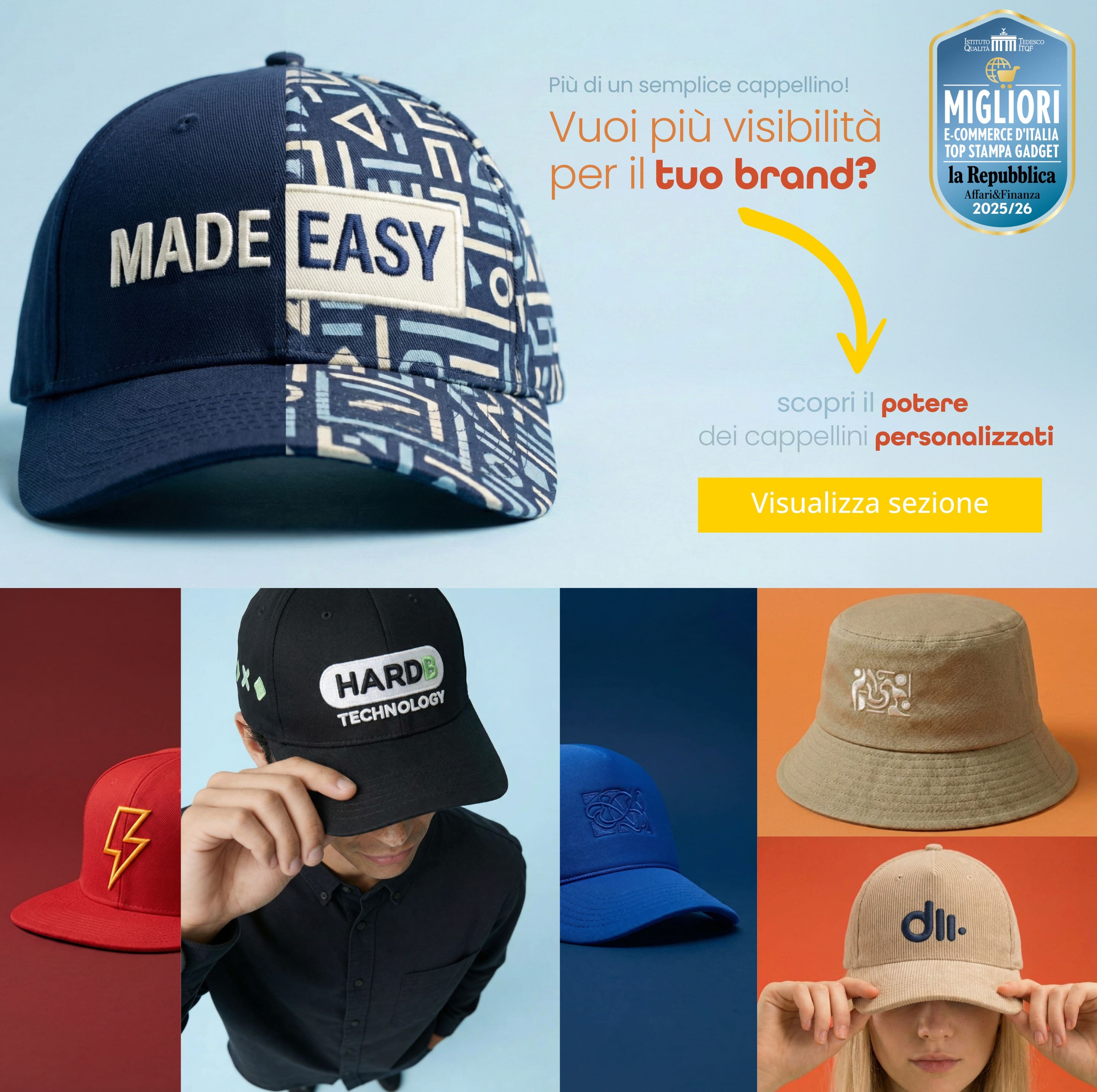 cappelli personalizzabili con il tuo logo